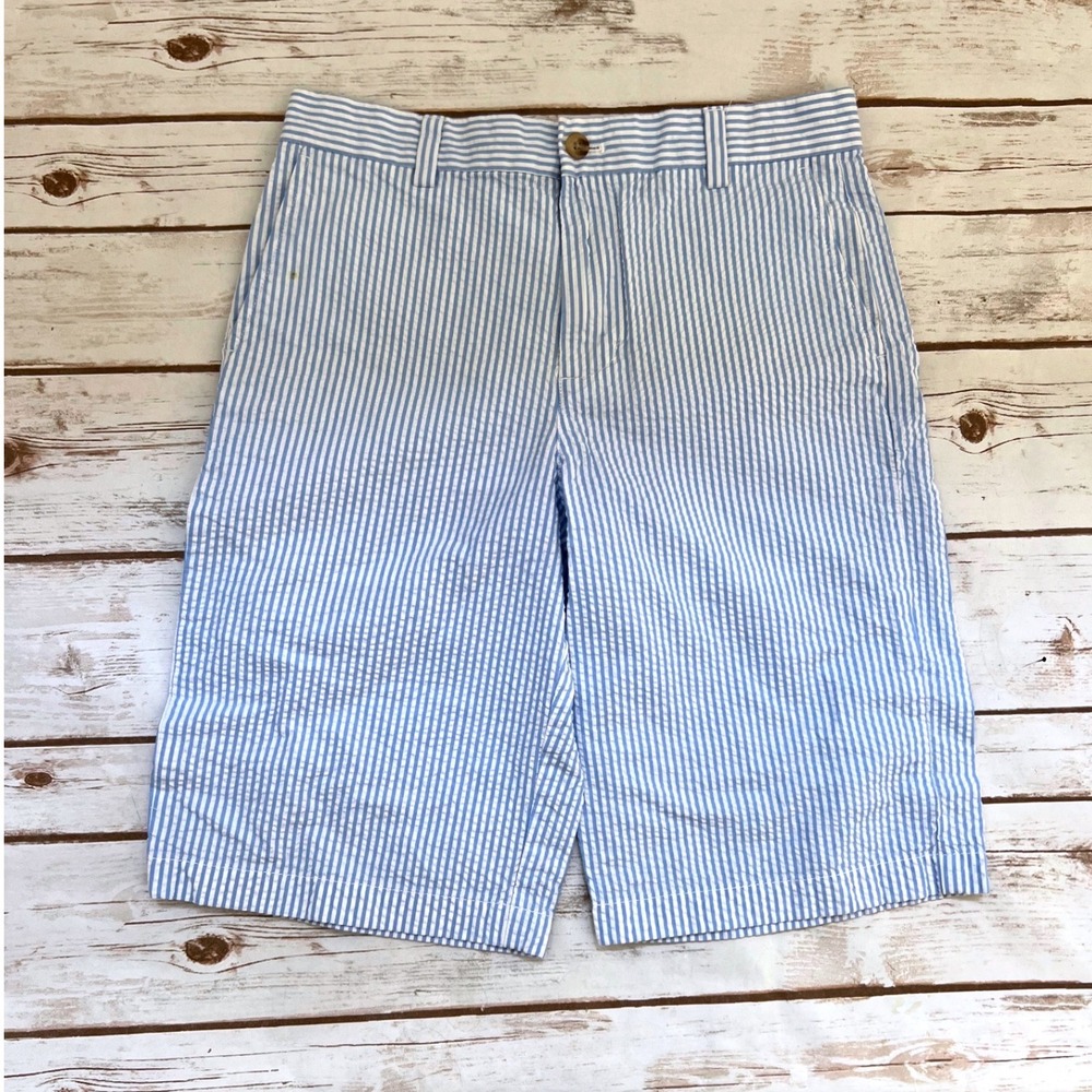 Vineyard Vines Shorts Blue White Seersucker Striped Boys Size 16